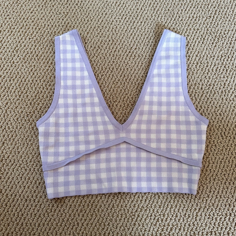 NWOT Zara Purple/White Checkered Tank